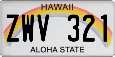 HI license plate ZWV321