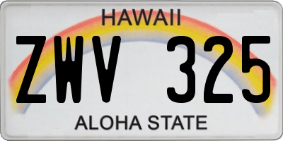 HI license plate ZWV325