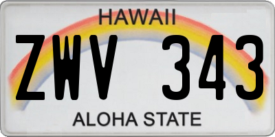 HI license plate ZWV343
