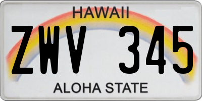 HI license plate ZWV345