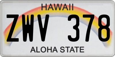 HI license plate ZWV378