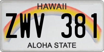 HI license plate ZWV381