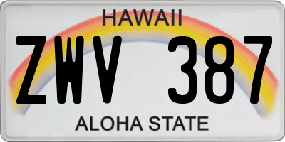 HI license plate ZWV387