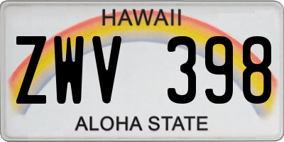 HI license plate ZWV398