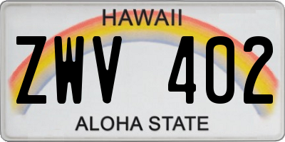 HI license plate ZWV402