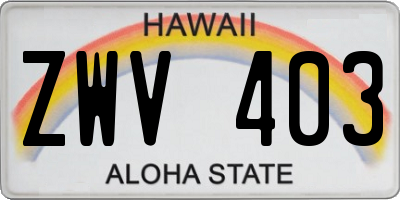 HI license plate ZWV403