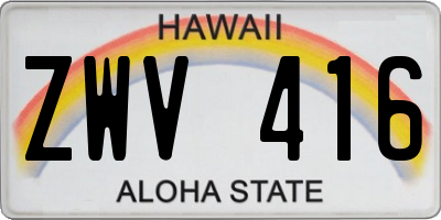 HI license plate ZWV416