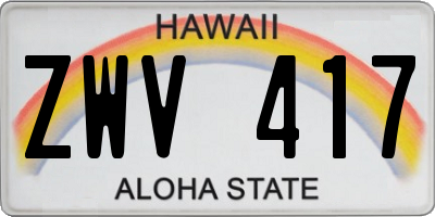HI license plate ZWV417