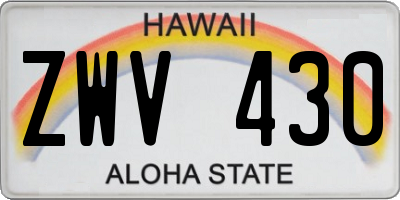 HI license plate ZWV430
