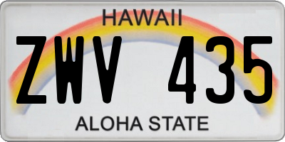 HI license plate ZWV435