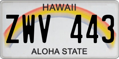 HI license plate ZWV443
