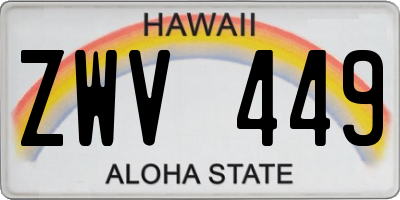 HI license plate ZWV449