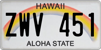 HI license plate ZWV451