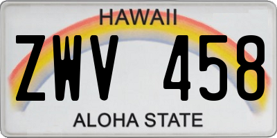 HI license plate ZWV458