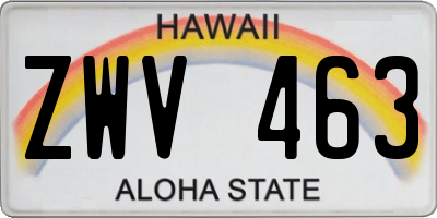 HI license plate ZWV463
