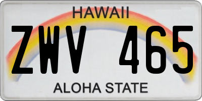 HI license plate ZWV465
