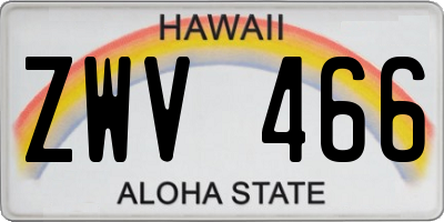 HI license plate ZWV466
