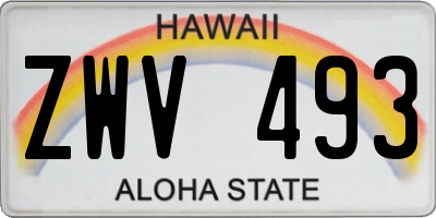 HI license plate ZWV493