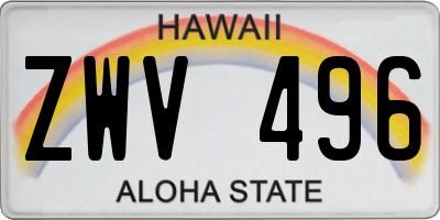 HI license plate ZWV496