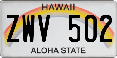 HI license plate ZWV502