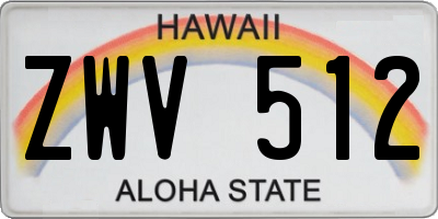 HI license plate ZWV512