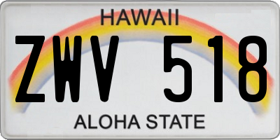 HI license plate ZWV518