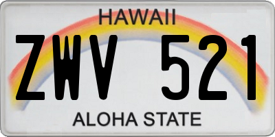 HI license plate ZWV521