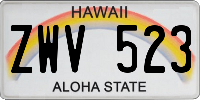 HI license plate ZWV523