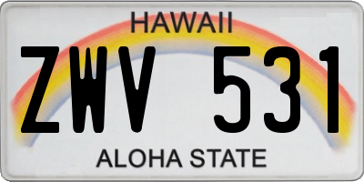 HI license plate ZWV531