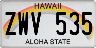 HI license plate ZWV535