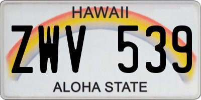 HI license plate ZWV539