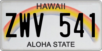 HI license plate ZWV541