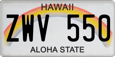 HI license plate ZWV550