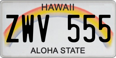 HI license plate ZWV555