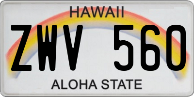 HI license plate ZWV560