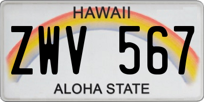 HI license plate ZWV567