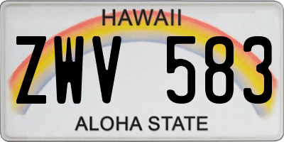 HI license plate ZWV583