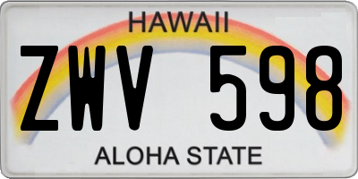 HI license plate ZWV598