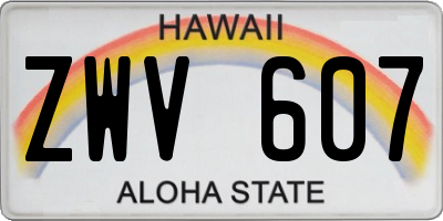 HI license plate ZWV607