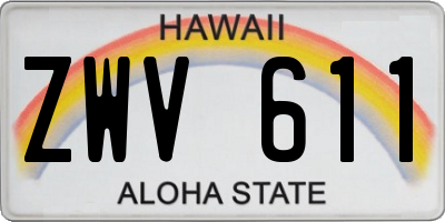 HI license plate ZWV611