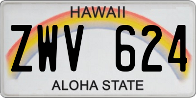 HI license plate ZWV624