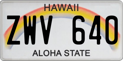 HI license plate ZWV640