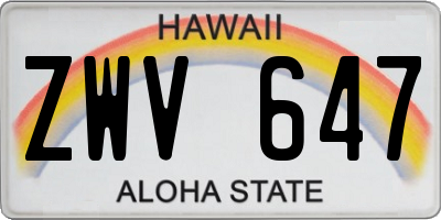 HI license plate ZWV647