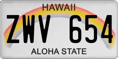 HI license plate ZWV654