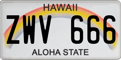 HI license plate ZWV666