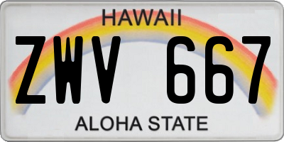 HI license plate ZWV667