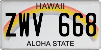 HI license plate ZWV668