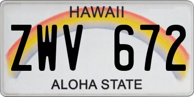 HI license plate ZWV672