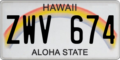 HI license plate ZWV674
