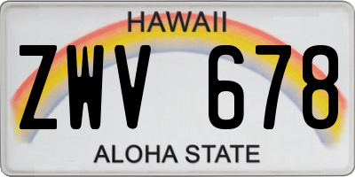 HI license plate ZWV678